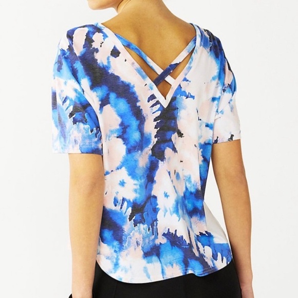 Tek Gear Blue & Pink Cross Back Workout shirt size XL gender reveal athleisure - Picture 1 of 6